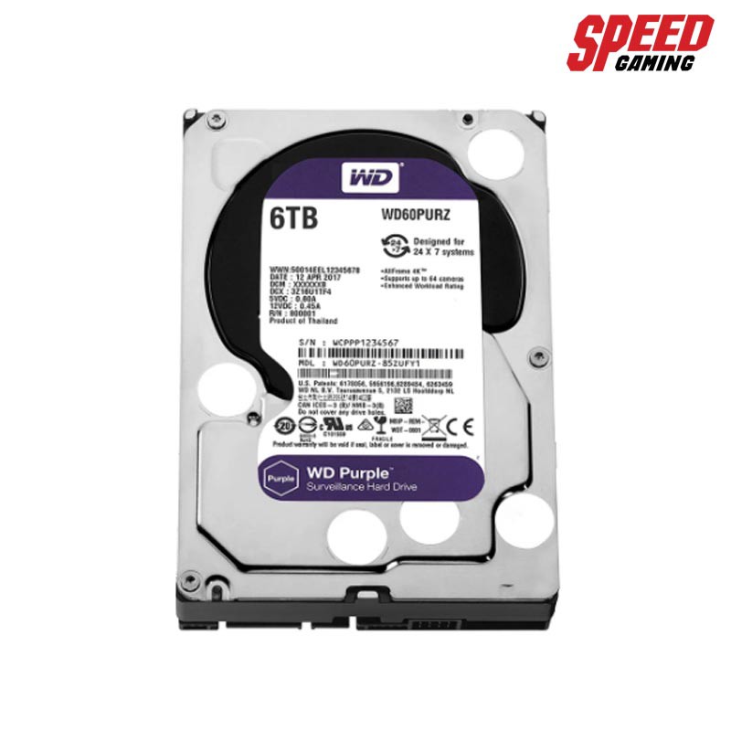 WESTERN HARDDISK WD60PURZ INTERNAL PURPLE 6TB/SATA3(6G/s)/64MB/3 Years By Speed Gaming