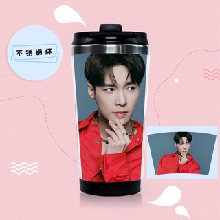 Exo Lay แก้วน้ําสแตนเลสสองชั้นทรงโค้ง ขนาด 300-400 ml