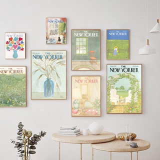 ภาพโปสเตอร์ ภาพวาดผ้าใบ ลายดอกไม้นามธรรม The New Yorker Landscape สไตล์นอร์ดิก สําหรับตกแต่งผนังห้องนั่งเล่น