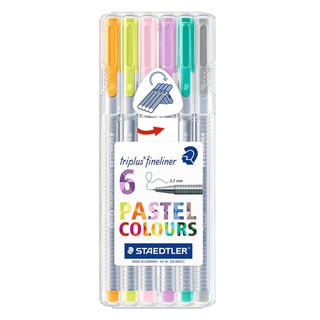 Staedtler ชุดปากกาสีหัวเข็ม Triplus Fineliner 6 สี Pastel 0.3 มม.