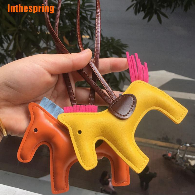 (Inthespring) พวงกุญแจ หนัง Pu จี้ม้า แฮนด์เมด สําหรับแขวน