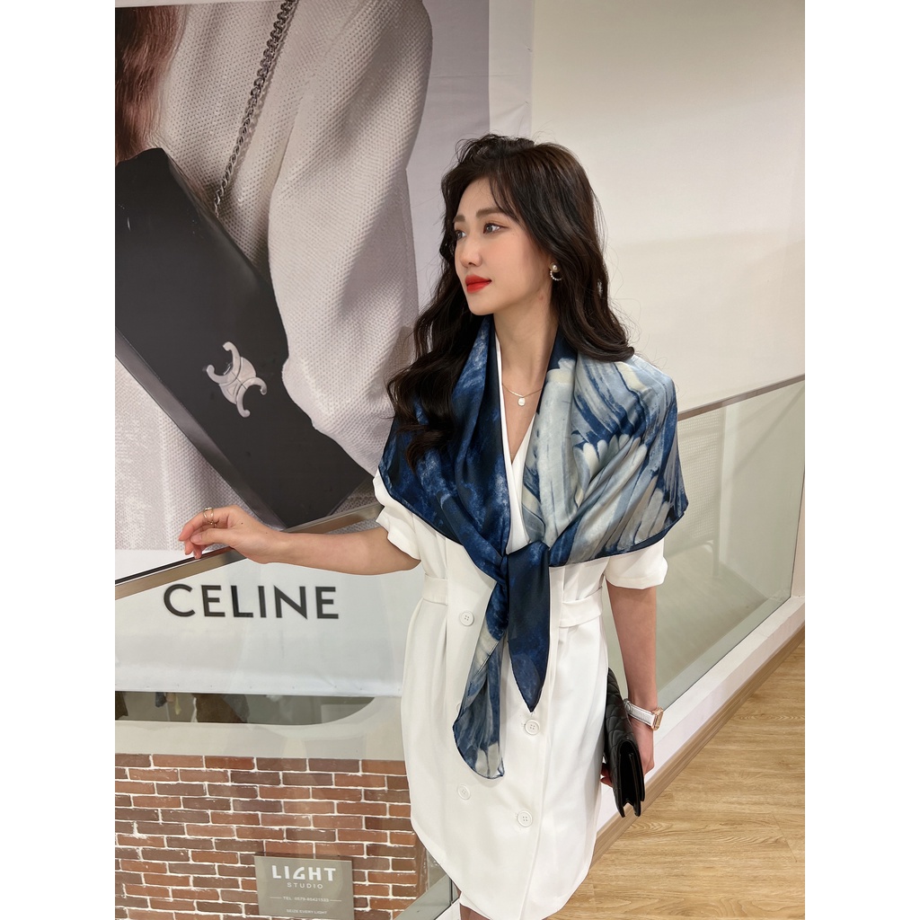 Lisa ผ้าพันคอแฟชั่น 110X110 ซม.ผ้าพันคอสี่เหลี่ยมพิมพ์ผ้าพันคอผู้หญิง Lady Shawl Musilim Bawal