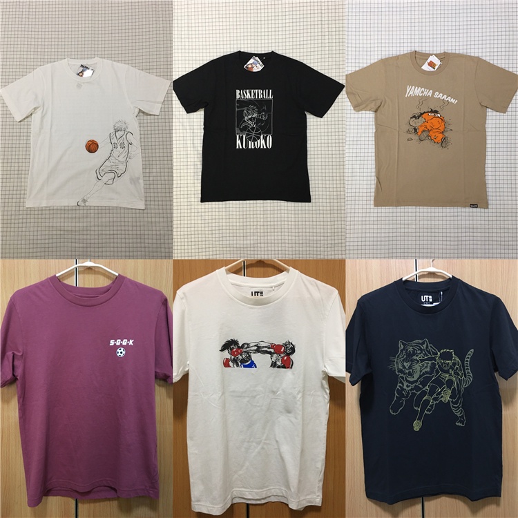 Uniqlo เสื้อยืดแขนสั้น พิมพ์ลายอนิเมะ Jump Captain Tsubasa Kuroko's Basketball Ashita No Joe สําหรับผู้ชาย และผู้หญิง