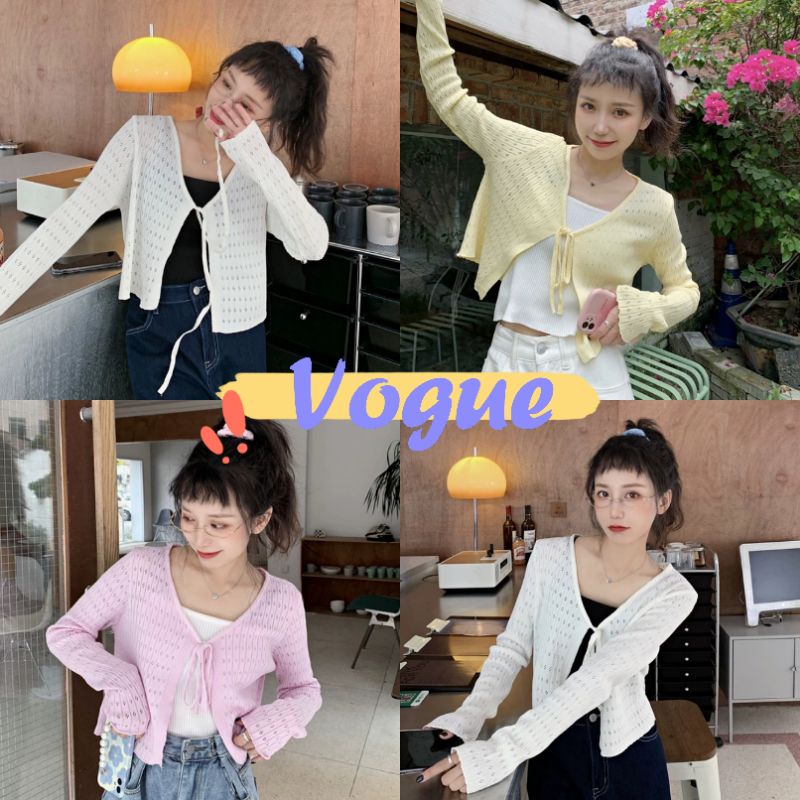 Vogue​ ​พร้อมส่ง​ ​เสื้อคลุมไหมพรม ลายฉลุทั้งตัว ใส่สบายมาก (3160)