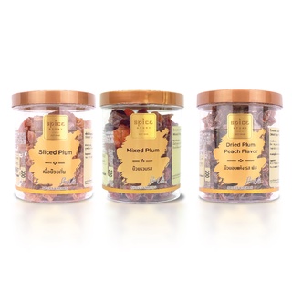 สไปซ์สตอรี่ เนื้อบ๊วยหั่น, บ๊วยรวมรส, บ๊วยอบแห้ง รส พีช  200 g  Sliced Plum, Mixed Plum, Dried Plum Peach Flavor