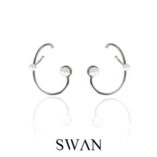 SWAN - Mia Pearl Climb Earring ต่างหูเงินแท้ มุกแท้ มุกน้ำจืด ใส่ได้สองแบบ