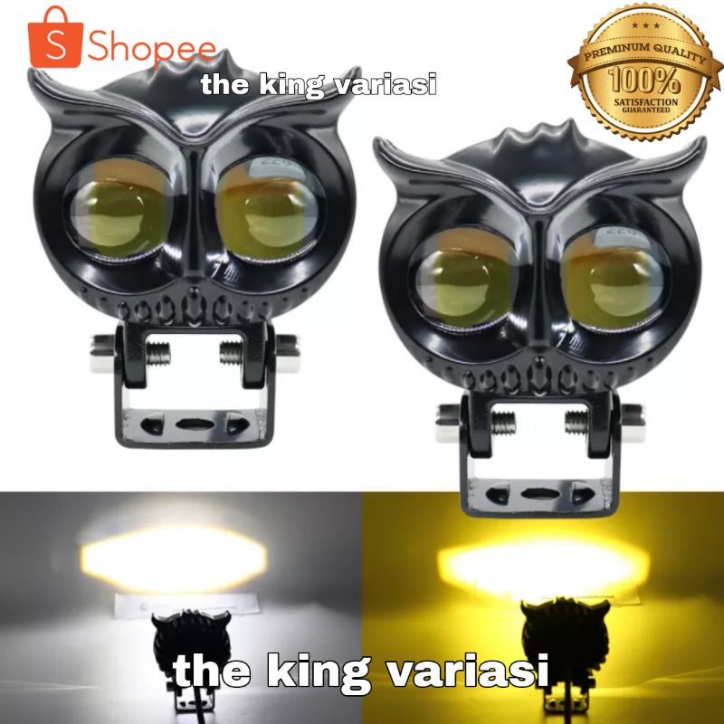 CAHAYA LED SPOTLIGHT/ไฟ LED/OWL SPOTLIGHT 2 LED 12 VOLT DC YELLOW-WHITE LIGHT/SUPER BRIGHT MOTORCYCL