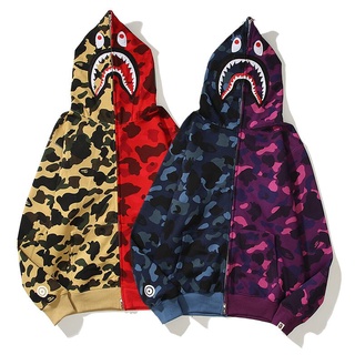 Bape เสื้อแจ็คเก็ตแฟชั่นสําหรับ Unisex ผ้าฝ้ายแขนยาวมีฮู้ดพิมพ์ลาย