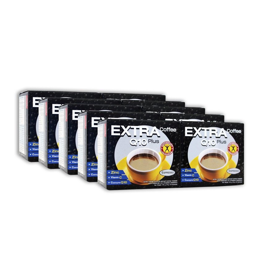 NatureGift Extra Coffee Q10 Plus เนเจอร์กิฟ เอ็กซ์ตร้า คอฟฟี่ Q10 พลัส 1 ชุด มี 10 กล่อง กล่องละ 10 ซอง