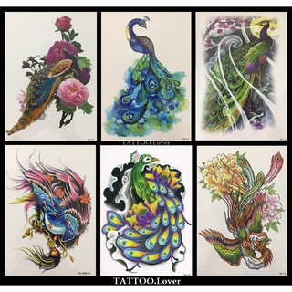 🦚แทททูลายหงส์/นกยูง/นกสวยงาม🦜สวยเหมือนสักจริง✨ Tattoo Sticker✨ สติ๊กเกอร์รอยสักปลอมชั่วคราวกันน้ำได้