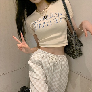 【Spot goods】Short Sleeve Shirt Korean Style T-shirt Womens Clothing T-shirts Short-sleeved T-shirt With A Korean-style Print That Goes Well With Every Outfit Summer Fashion For Women