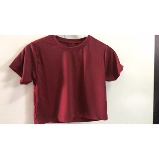 เสื้อครอปคอกลมผ้าร่องแบบวัยรุ่นฮิต