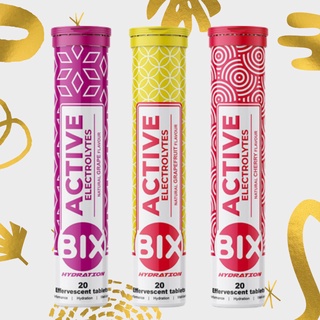 BIX Active Electrolyte เม็ดฟู่ ให้พลังงาน สำหรับกีฬาและออกกำลังกาย ทานง่าย มีหลายรสชาติ BBF 08/2025