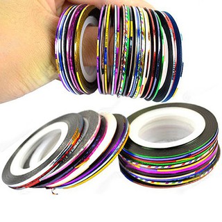 10Color 20m / ม้วนเล็บเคล็ดลับ UV เจลเคล็ดลับ Striping Tape Line สติกเกอร์ DIY