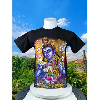 **เสื้อยืด คอกลม ลายไทย สีดำ ลายพระศิวะ สำหรับผู้หญิง-ผู้ชาย ผ้าCotton100% MYDREAMT011ABLACK**