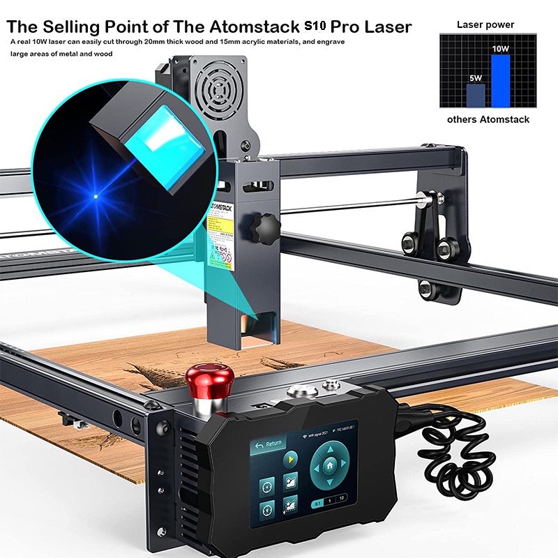 การจัดส่งเคาน์เตอร์ATOMSTACK S10 PRO 50W Dual-Laser Laser Engraving ...