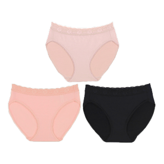 Wacoal Panty Bikini Set กางเกงในรูปแบบบิกินี่ เซ็ท 3 ชิ้น รุ่น WU1T35 สีเบจ-ดำ-ชมพูอมส้ม (OP)