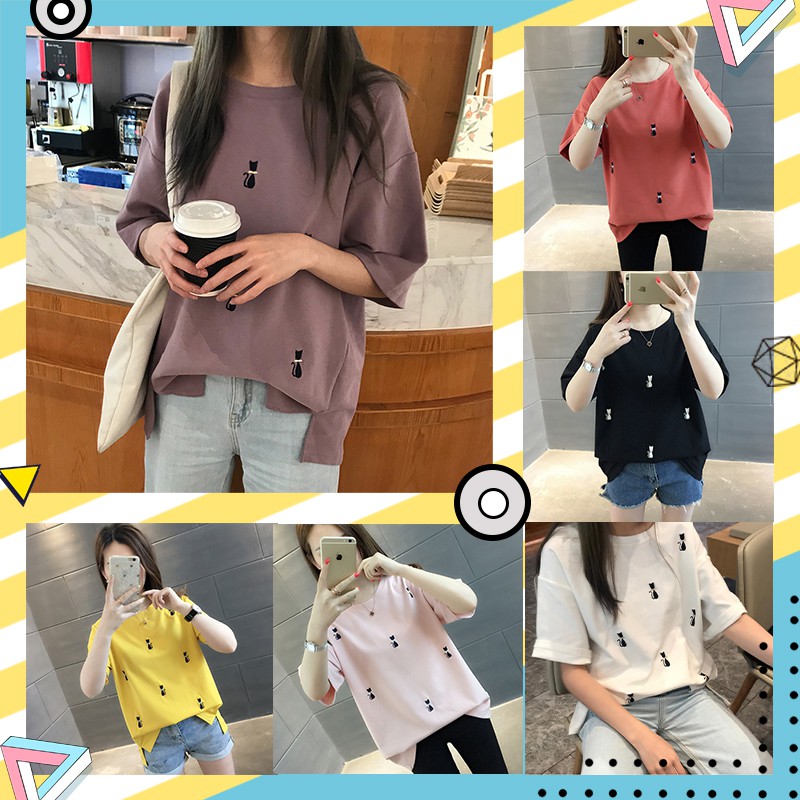 LH.Sunday🍀 เสื้อยืดลายแมวเหมียวสุดเก๋ 🐱🧡 ดีเทลทันสมัย ให้ความปังปุริเย่ทุกเวลาที่สวมใส่ 🎀 ผ้านิ่มใส่สบาย มีไซส์ใหญ่🎉🎉