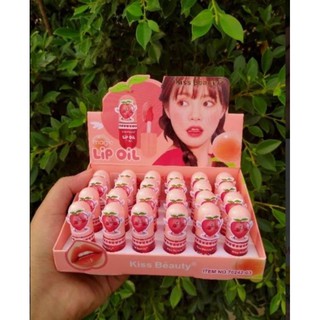 (ยกกล่อง24ชิ้น)🍑Lip gloss Kiss beauty ลิปกลอสเนื้อออยล์