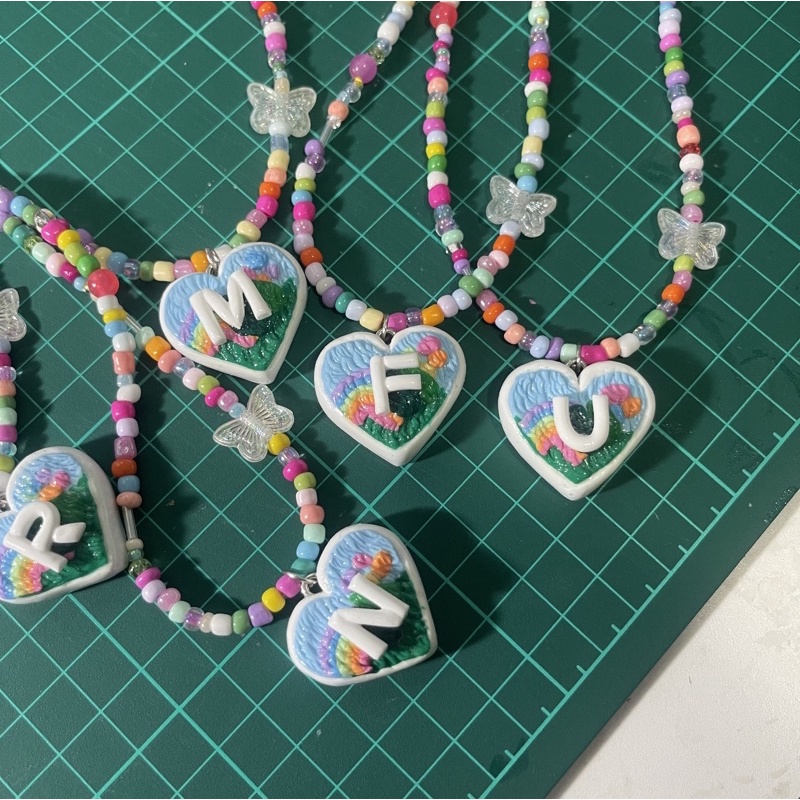 สร้อยลูกปัดจี้ดินปั้นภาพวิว⛰ | clay necklace | handmade (made to order 3-5 days )