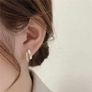 ต่างหูแบบสองชั้นสําหรับผู้หญิง สวยหรู ดูแพง