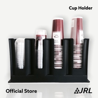 (ห่อหนามาก!) JRL ที่ใส่แก้ว พลาสติก 4 ช่อง (สีดำ/น้ำตาล) กล่องใส่แก้วกาแฟ