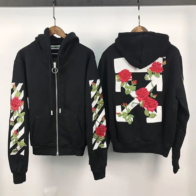 OFF WHITE C/O VIRGIL ABLOH Floral Rose Zip Hoodie Jacket