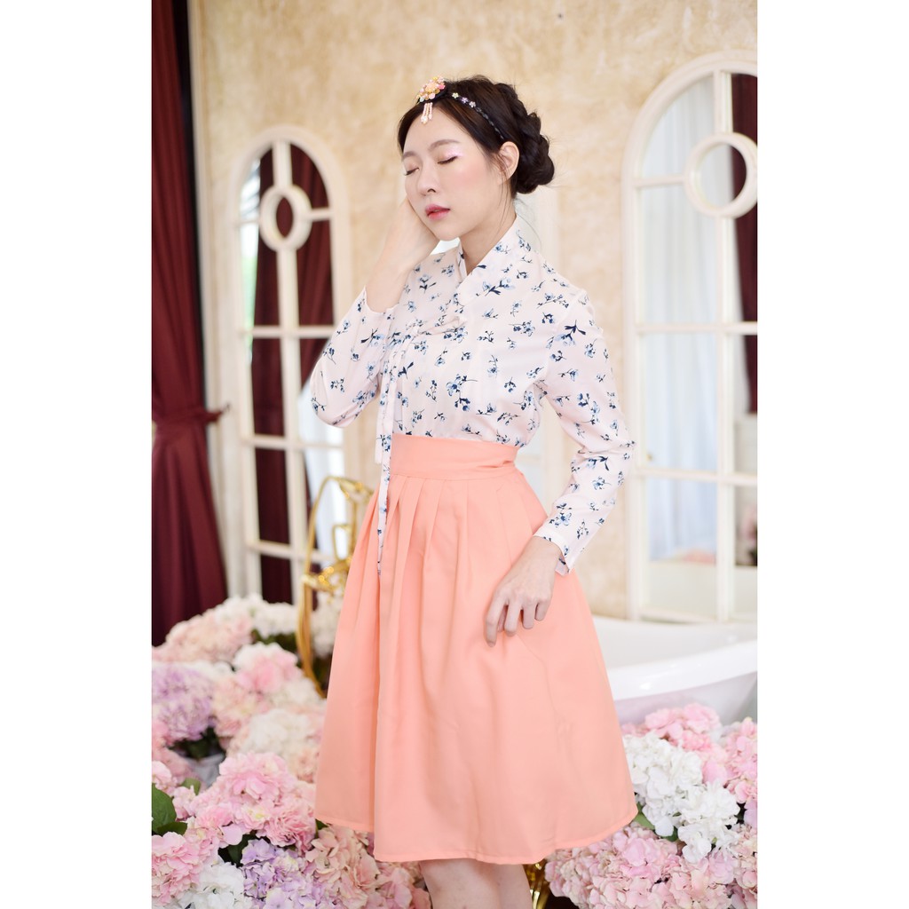 🍑[Boraunnii] Peach blossom ชุดฮันบกประยุกต์ พร้อมส่ง ราคาประหยัด Modern Hanbok 생활한복  ชุดฮันบก