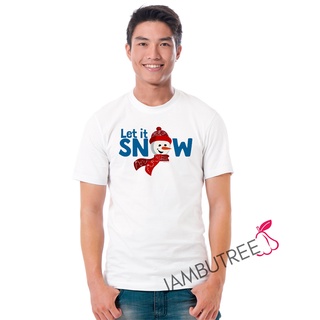 เสื้อยืดผ้าฝ้าย เสื้อยืดคริสต์มาสJambutree Funny Merry Christmas Party Celebration Snowman Let It Snow Fashion Unisex Gr