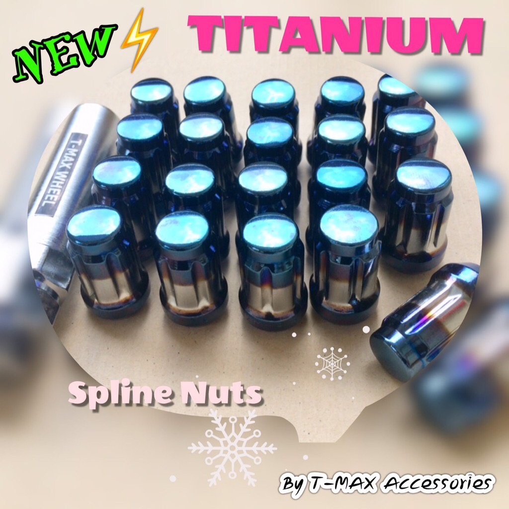 น็อตล้อรถยนต์ น็อตล้อ น๊อตล้อเหล็ก น็อตหัวจีบ สีไทเทเนี่ยม Titanium ขนาด M12 เกลียว 1.5