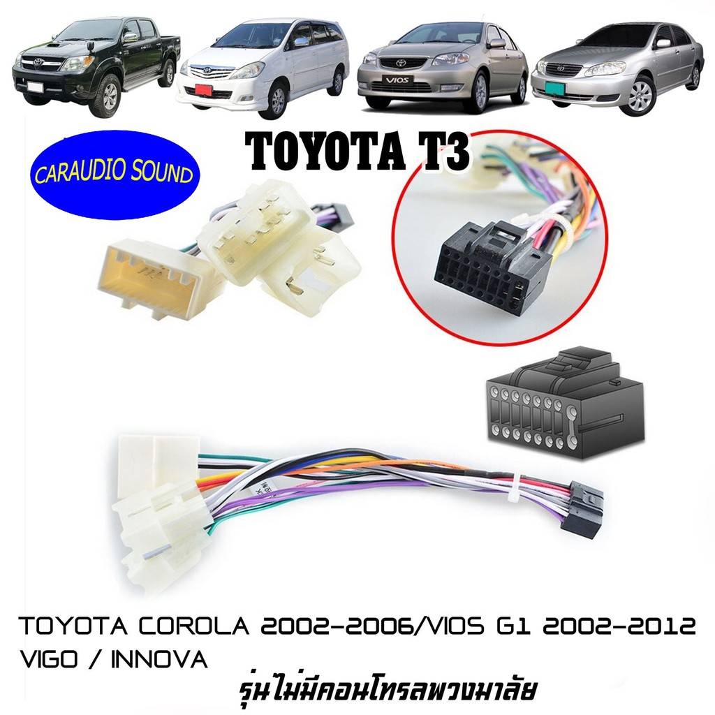 ปลั๊กตรงรุ่นจอแอนดรอย TOYOTA-T3 รุ่นหัวเสียบ3 พอร์ท ไม่ต้องต่อสาย มาพร้อมคอนโทรลพวงมาลัย 16pin Andriod ปลั๊กวิทยุ
