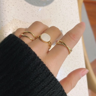 ปรับขนาดได้ แหวน เซ็ทละ 3 วง แหวนวินเทจ แหวนแฟชั่น เครื่องประดับสำหรับผู้หญิง สไตล์เกาหลี R15