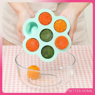 บล๊อกซิลิโคน 7หลุม พร้อมฝาซิลิโคน บล๊อกซิลิโคนแช่แข็ง  (Size L)  Silicone Baby Food Keeper