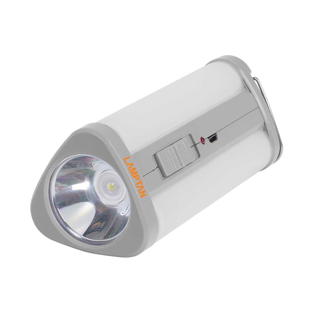ไฟฉาย LED โซล่าร์ 1 + 6 วัตต์ LAMPTAN รุ่น TRIPLE สีเทาLED Solar Flashlight 1 + 6 W LAMPTAN TRIPLE Model Gray