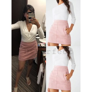 faux suede mini skirt  กระโปรงสั้น เนื้อผ้าคล้ายหนัง แต่งซิป2 ข้าง เนื้อผ้านิ่ม ผ้ายืดหยุ่นเล็กน้อย