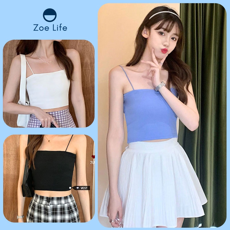 พร้อมส่งในไทย เสื้อกล้ามเสื้อสายเดี่ยว สายเดี่ยวเสื้อซับใน ผ้านุ่มใส่สบาย สายเดี่ยววินเทจทรงเกาะอก/สายเดี่ยว สีพื้น