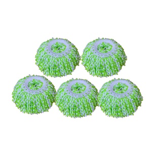 ผ้าอะไหล่ม็อบไมโครไฟเบอร์แพ็ค 5  สีเขียว ไม้ถูพื้น ไม้รีดน้ำ Microfiber Mop Spare Cloth Pack 5 Green