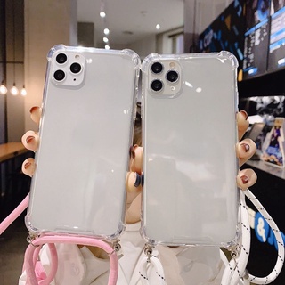 Vivo V19 V17 Pro V15 V11 V11i V9 V7+ V7 plus เคสมือถือ Soft TPU Case เคสป้องกัน สีใส พร้อมสายเชือกคล้อง สำหรับ สี่มุม ป้องกันการล่มสลาย