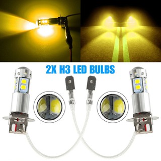 2 ชิ้นรถยนต์ LED ไฟตัดหมอก H3 100 วัตต์แสงสีเหลือง