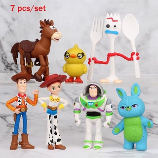 ฟิกเกอร์ Toy Story 4 Woody Rex Alien Bear 7 ชิ้น / ชุดสําหรับตกแต่งเค้ก