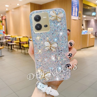 เคสโทรศัพท์มือถือ VIVO V25 Pro 5G V25e 4G Y77 Y35 Y22S Y22 Y16 Y02S 2022 New Smartphone Casing Bling Diamon Sequins Design Crystal Butterfly Decorated Phone Case Glitter Gel Shock Resistant Back Cover