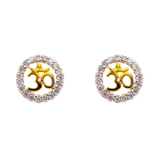 Happy jewelry ต่างหูเพชร ต่างหูโอม ॐ ต่างหูทองเพชรแท้ ทองแท้ 37.5% ER106