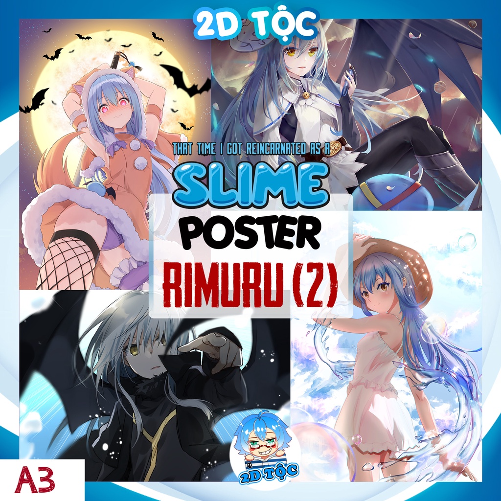 A3 RIMURU โปสเตอร์สี (2) ANIME MANGA TRANSFORMED INTO SLIME คุณภาพสูงกระดาษ MATERIAL - 2D SHOP