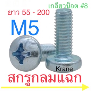 สกรูJP M5 สกรูหัวกลม M5 ยาว 55 - 200