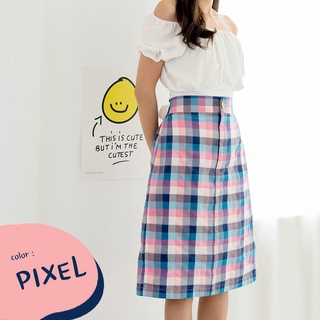 APRILS | Poppy-Poppy Skirt กระโปรงผ้าขาวม้าลายตาราง