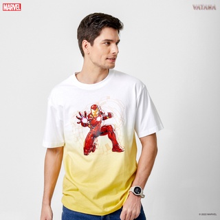 VATANA - เสื้อยืดคอกลม เสื้อไล่สี สีเหลือง พิมพ์ลาย IRONMAN