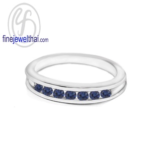 Finejewelthai-แหวนไพลิน-ไพลินแท้-แหวนเงินแท้-พลอยประจำเดือนเกิด-Blue-Sapphire-Silver-Ring-Birthstone-R1028bl