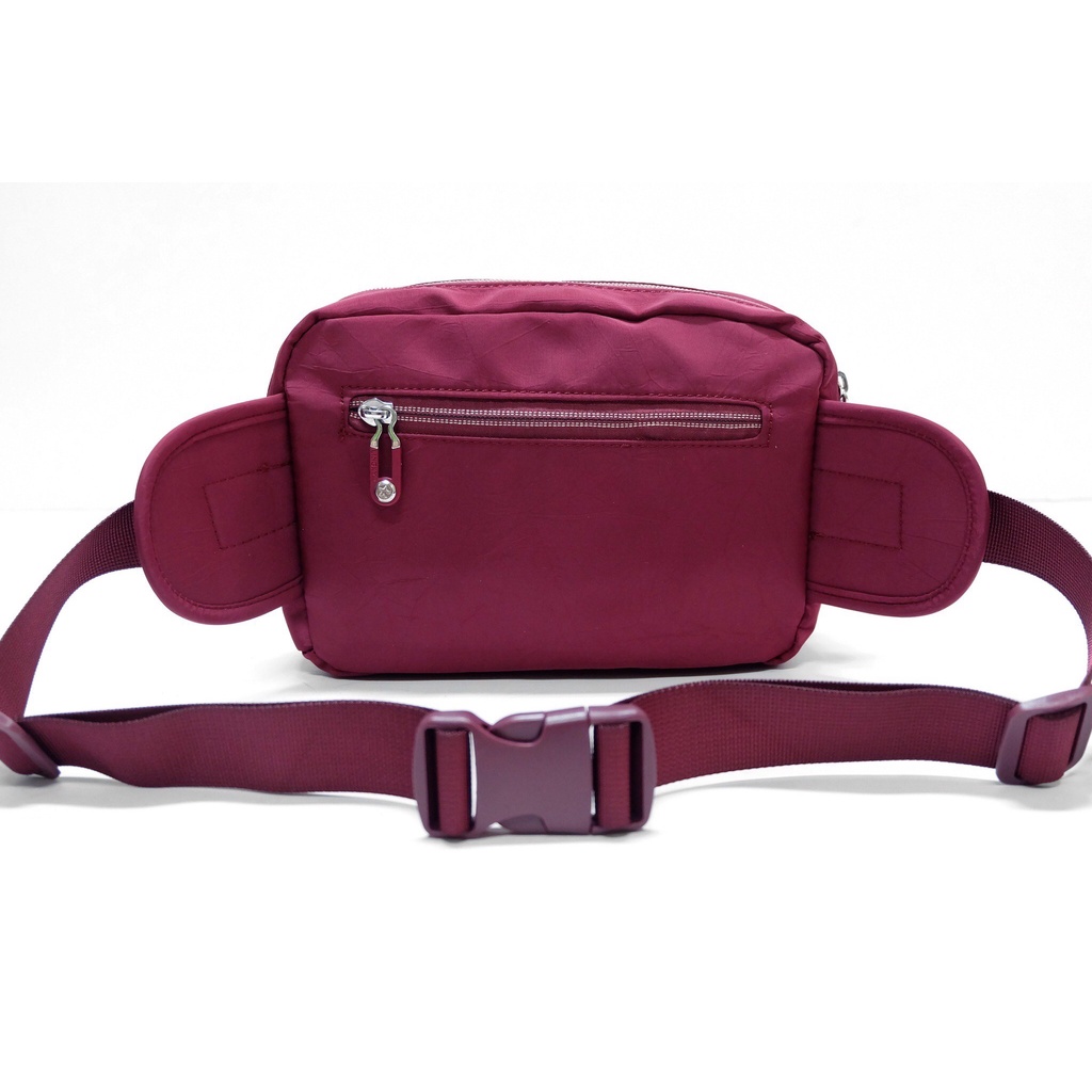 PL กระเป๋าคาดเอว ผ้าร่มแบบลายย่นรุ่นใหม่ น้ำหนักเบา รุ่นนี้เป็นงานซิปซ่อนและโลโก้+หัวซิปแบบใหม่ ขนาด8.5