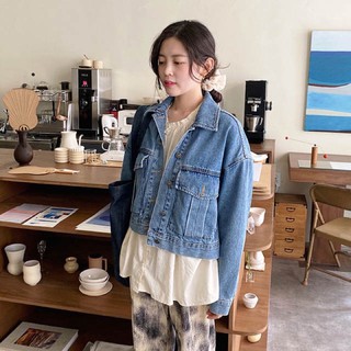 🇯🇵แจ็คเก็ตยีนส์แต่งกระเป๋าหน้าใหญ่ใช้งานได้จริง📌