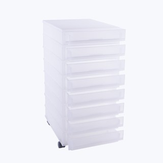 กล่องลิ้นชัก A4  UDEE  SV18014  รุ่น 8 ชั้น - สีขาว  ติดล้อ/Drawer box A4 UDEE SV18014 model 8-tier - white on wheels